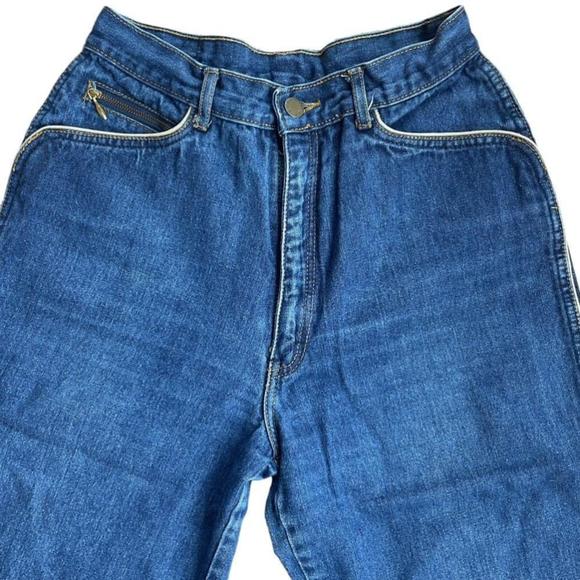 Pentimento by Brittania Vintage 70s High Rise Blue Jean Demin with Piping Womens - Picture 4 of 13